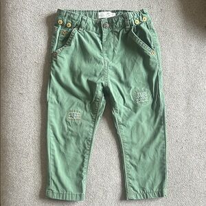 Zara Baby Boy Green Jeans with Button Accents